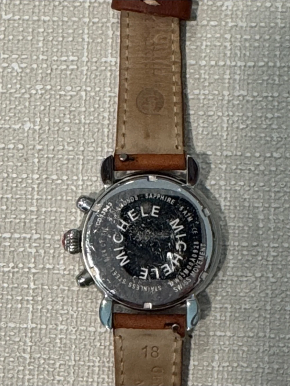 Michele CSX 36 Women’s Watch with Black Diamond Dial and Leather Strap